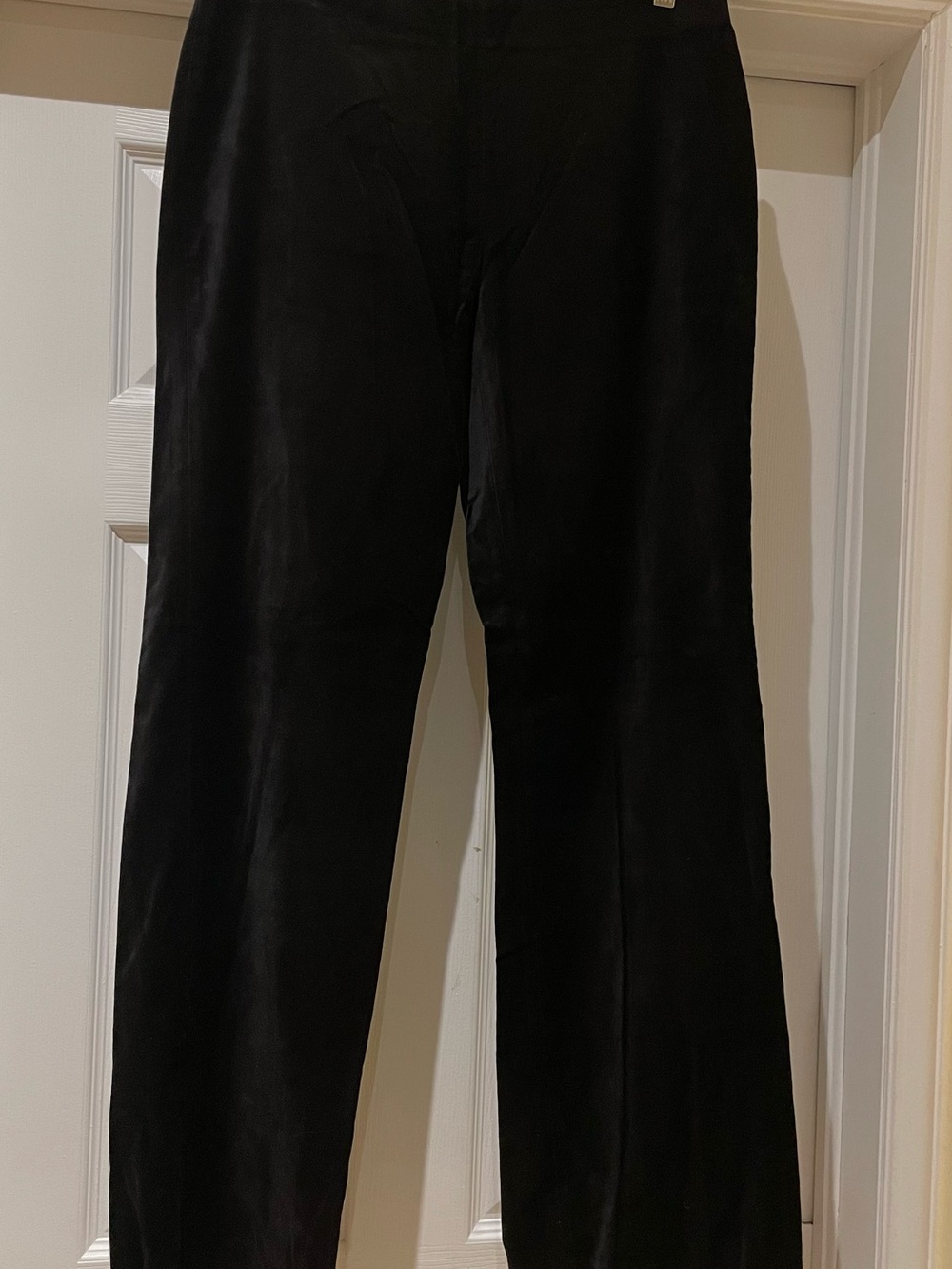 Très You Black Velvet Straight Leg Pants 90s Minimalist Side Zip Size 6